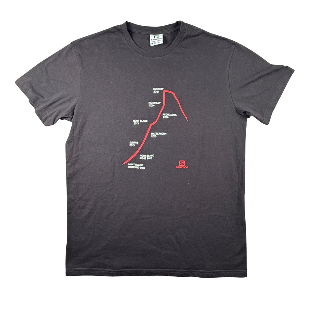 Salomon Mens Everest Mountain Summit Graphic T-Shirt Black Large Hiking Outdoor